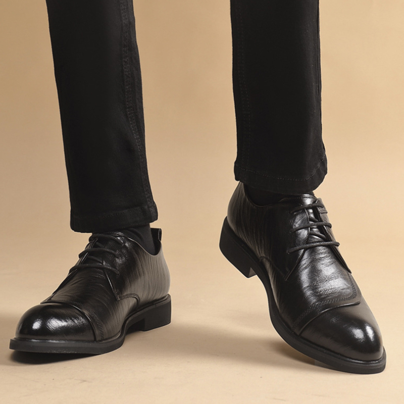 Men'S Formal Office Wear Shoes - Leather Oxford Shoes With Metal Rivet