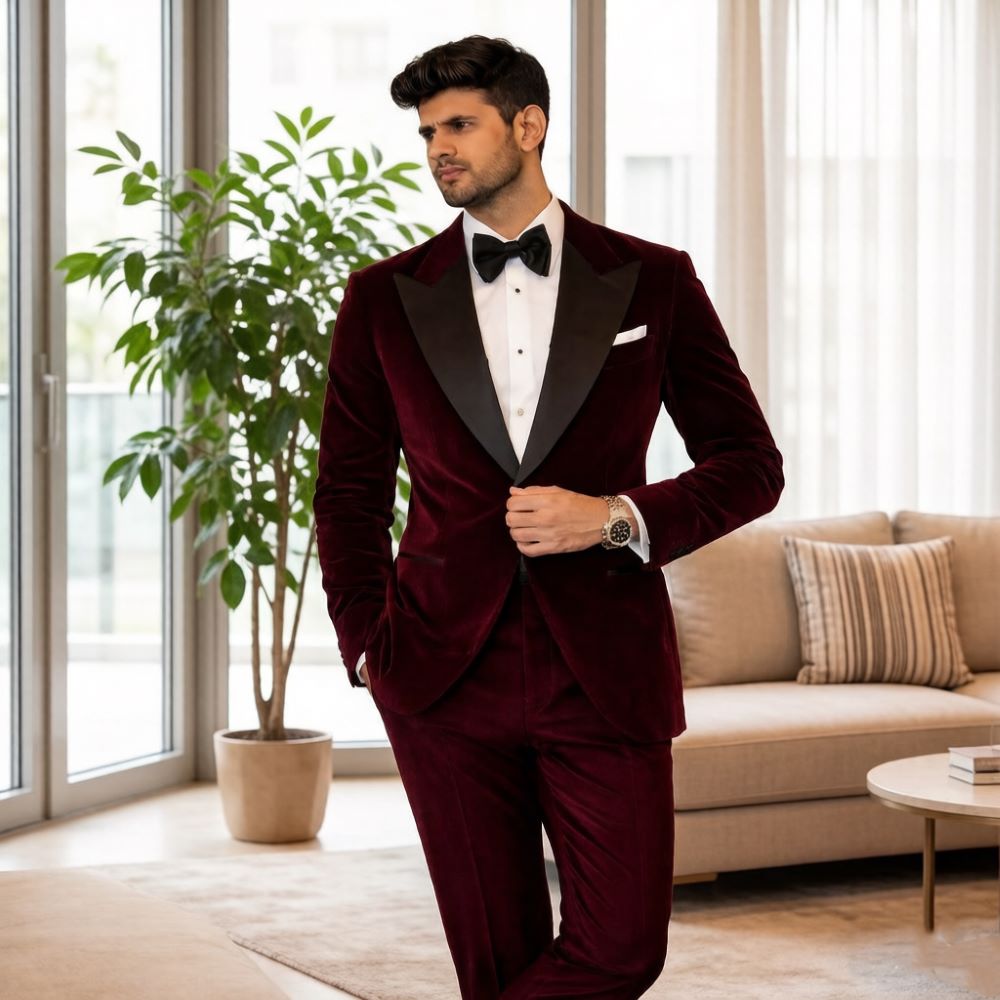 Formal Men Party Wear Jacket - Velvet Suits for Men Slim Fit