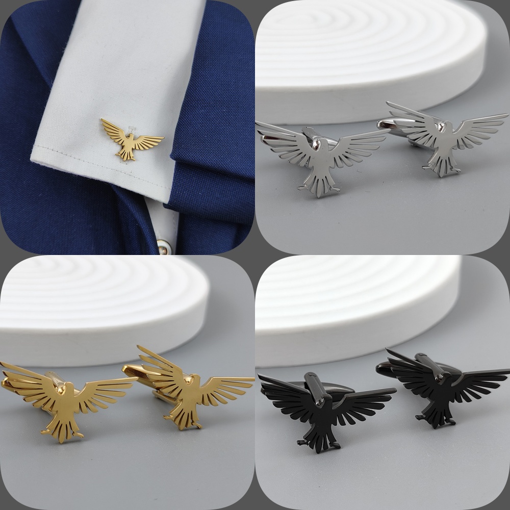 Men Formal Wear With Tie - 316L stainless steel flying eagle gold-plated