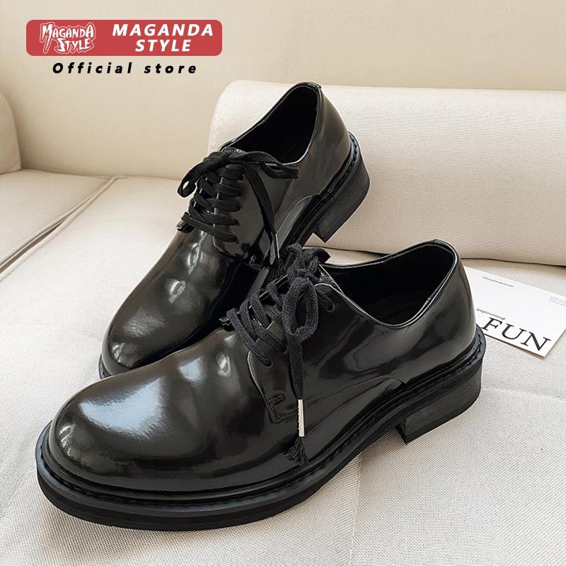 Men'S Formal Office Wear Shoes - Top layer cowhide pleated lace up