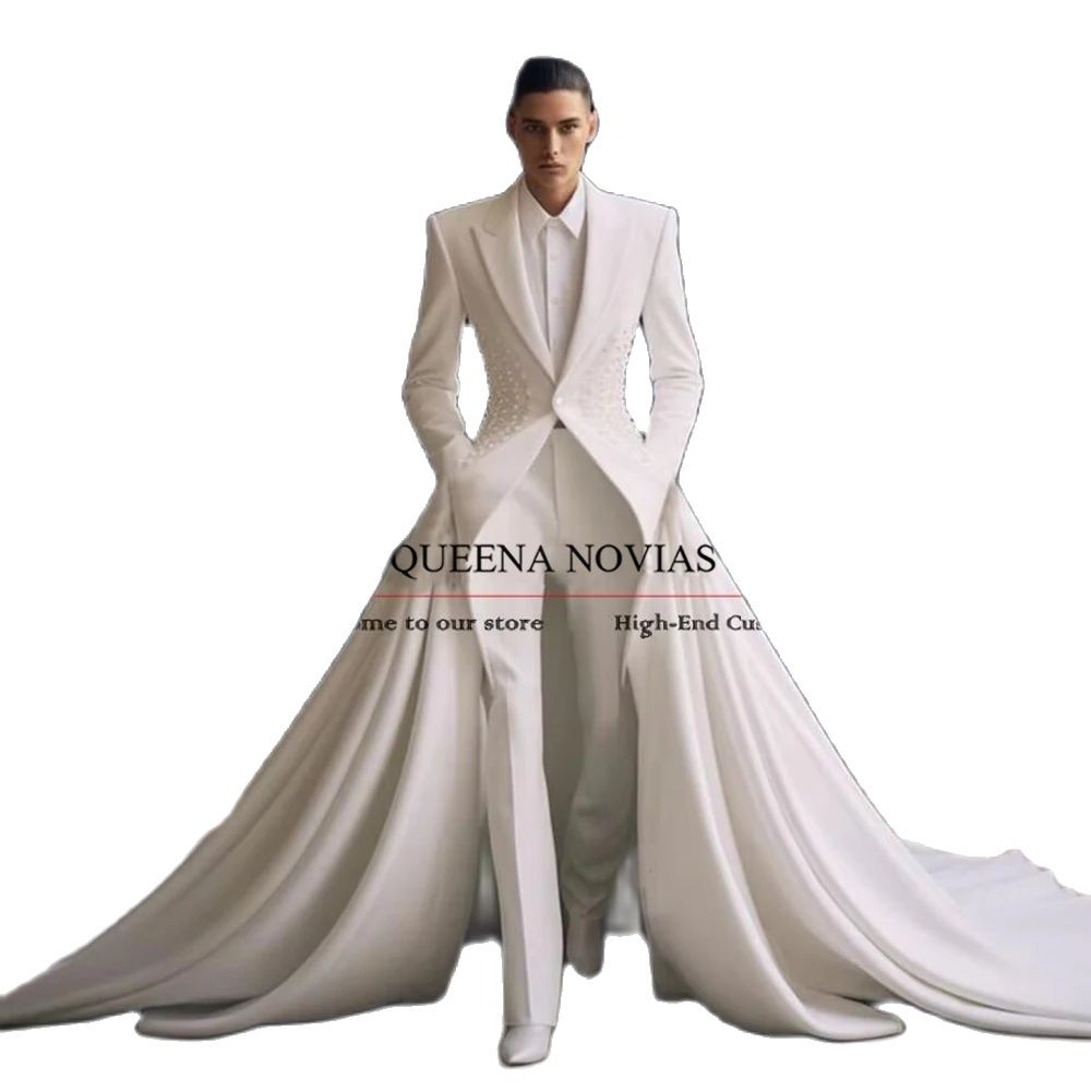 Men Formal Party Wear Outfit - Elegant Pearls Men Suits With Moved