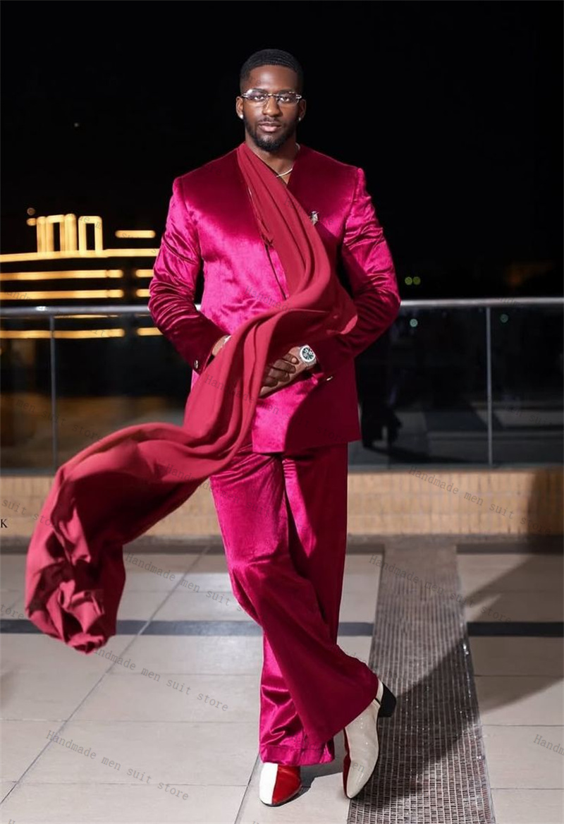 Pink Satin Men Suit Set 2 Piec - огляд і ціна Men Formal Wear With Scarf