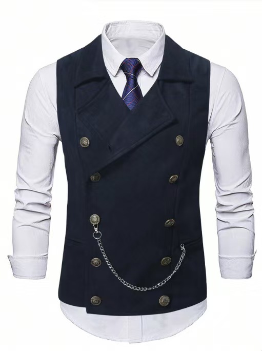 Men's Double Breasted Vest wit - огляд і ціна Men Formal Wear Vest