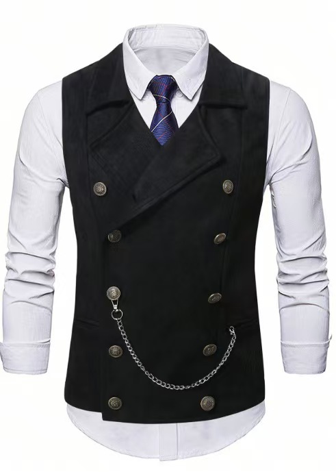 Men's Double Breasted Vest wit - огляд і ціна Men Formal Wear Vest