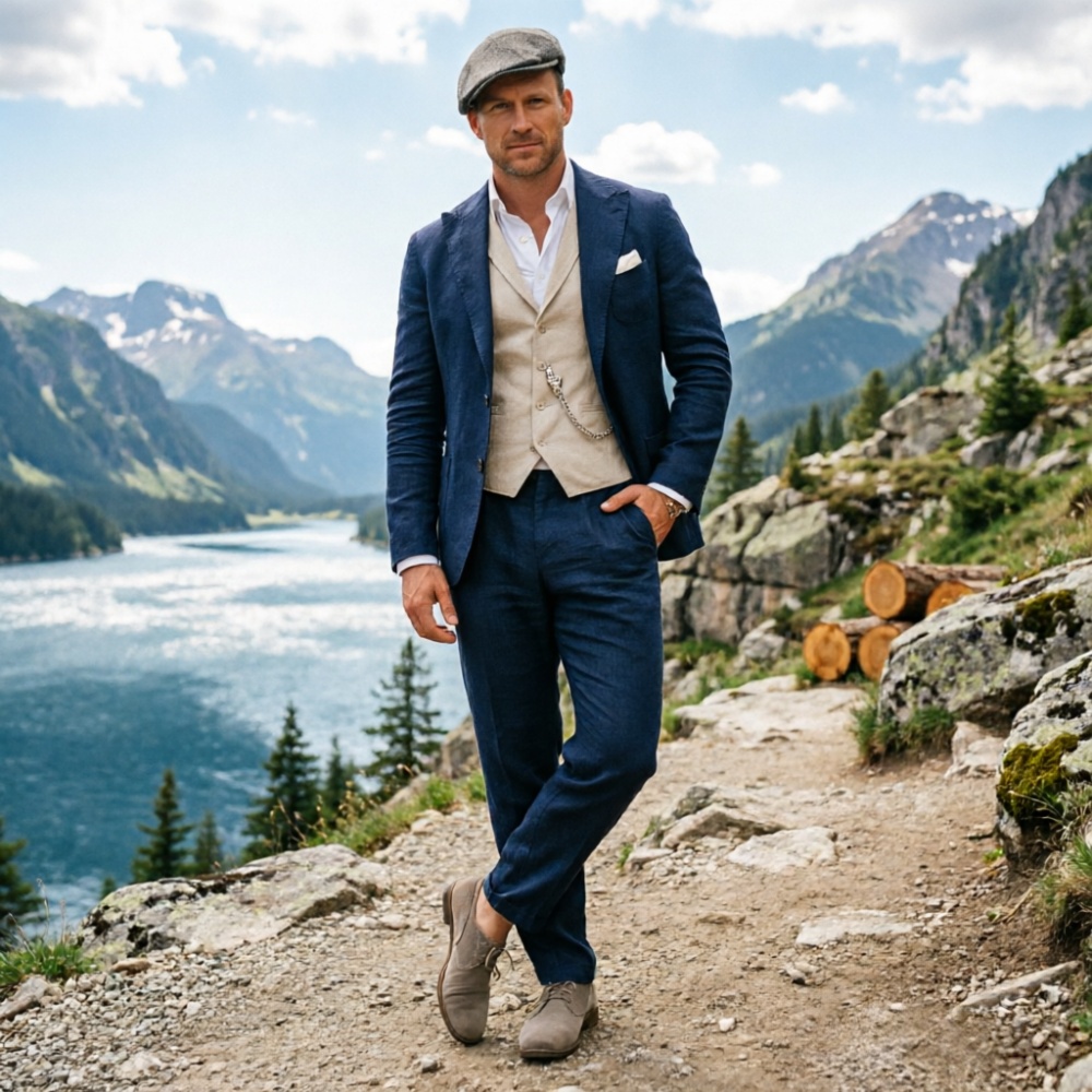Sage Green Linen Men 3 Piece S - огляд і ціна Men Formal Wear Green