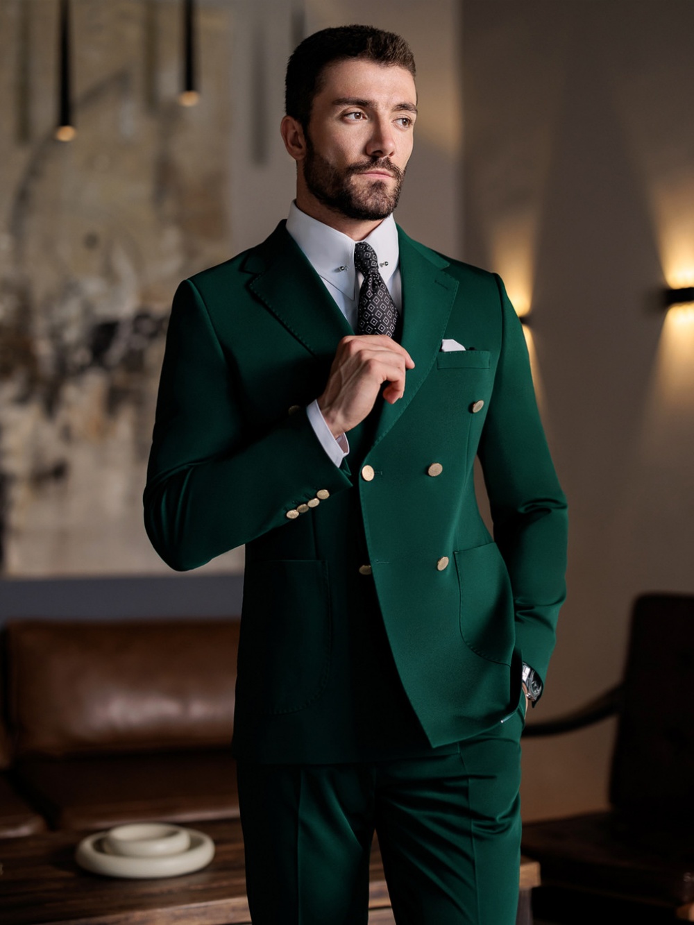 Green Formal Man Slim Fit Suit - огляд і ціна Men Formal Wear Green
