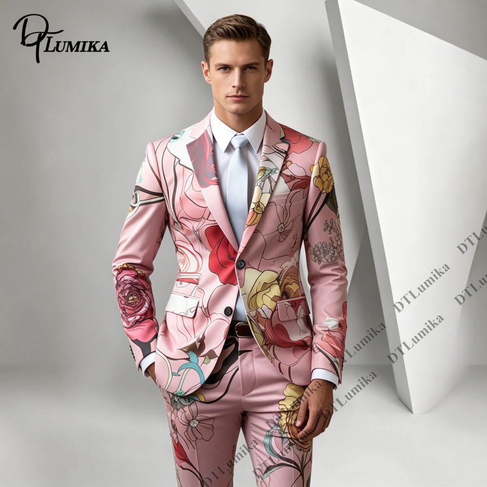 DTLumika Pink Base Floral Prin - огляд і ціна Men Formal Wear Photoshoot