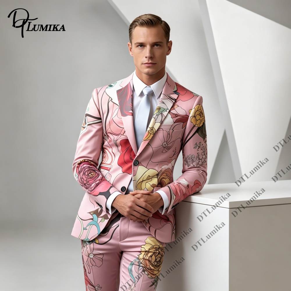 DTLumika Pink Base Floral Prin - огляд і ціна Men Formal Wear Photoshoot
