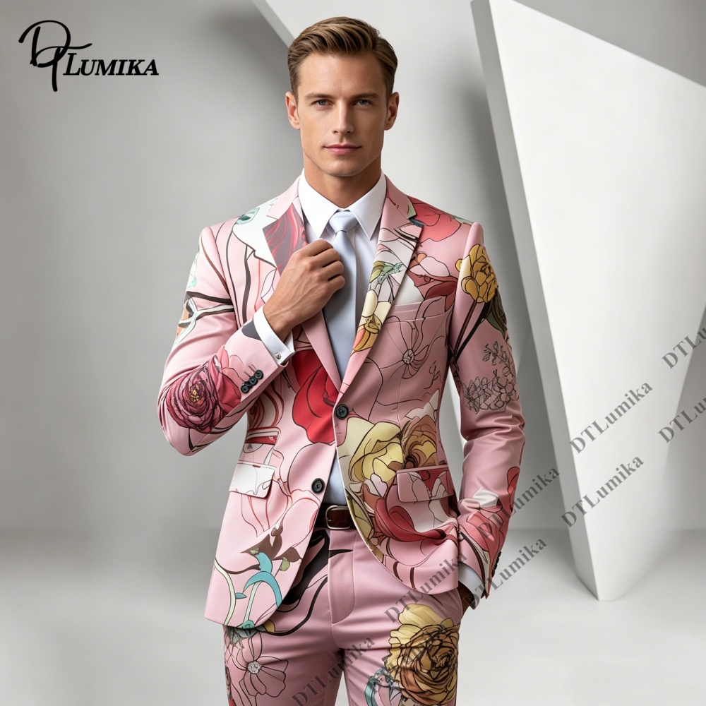 DTLumika Pink Base Floral Prin - огляд і ціна Men Formal Wear Photoshoot