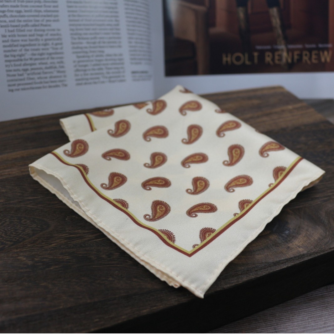 Vintage Print Pocket Square  M - огляд і ціна Men Formal Wear With Scarf