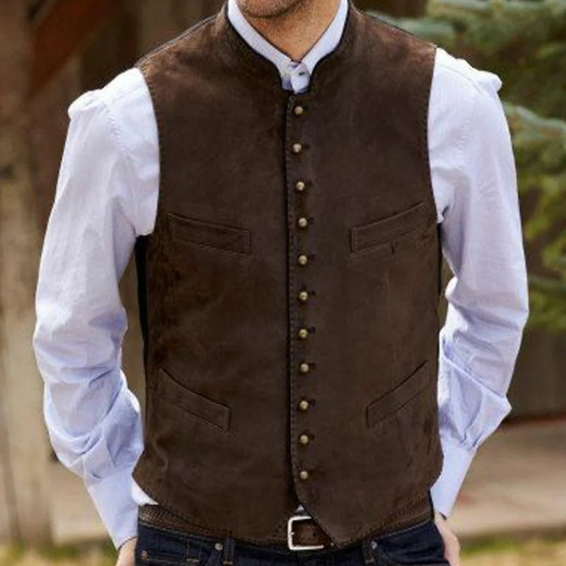 Men Vest Coffee Suede Velvet S - огляд і ціна Men Formal Wear Vest