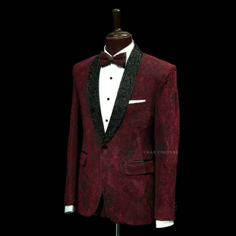 Dark Red Formal Men Suits Jacq - огляд і ціна Men Formal Wear Red