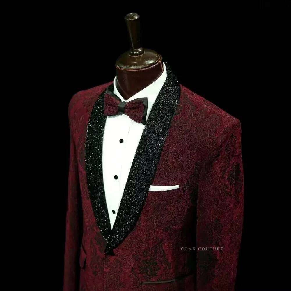 Dark Red Formal Men Suits Jacq - огляд і ціна Men Formal Wear Red