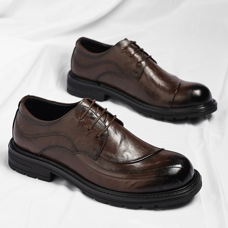 Brown Burnished Genuine Leathe - огляд і ціна Men Formal Wear Brown