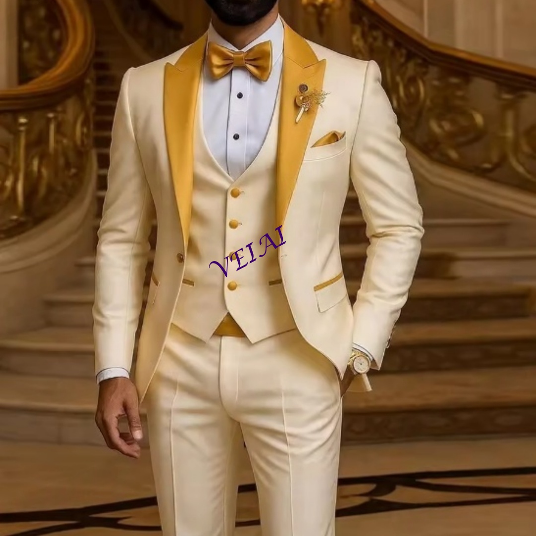 CustomizedGold Collar Ivory Me - огляд і ціна Men Formal Wear Vest