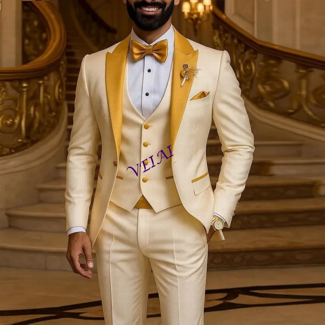 CustomizedGold Collar Ivory Me - огляд і ціна Men Formal Wear Vest
