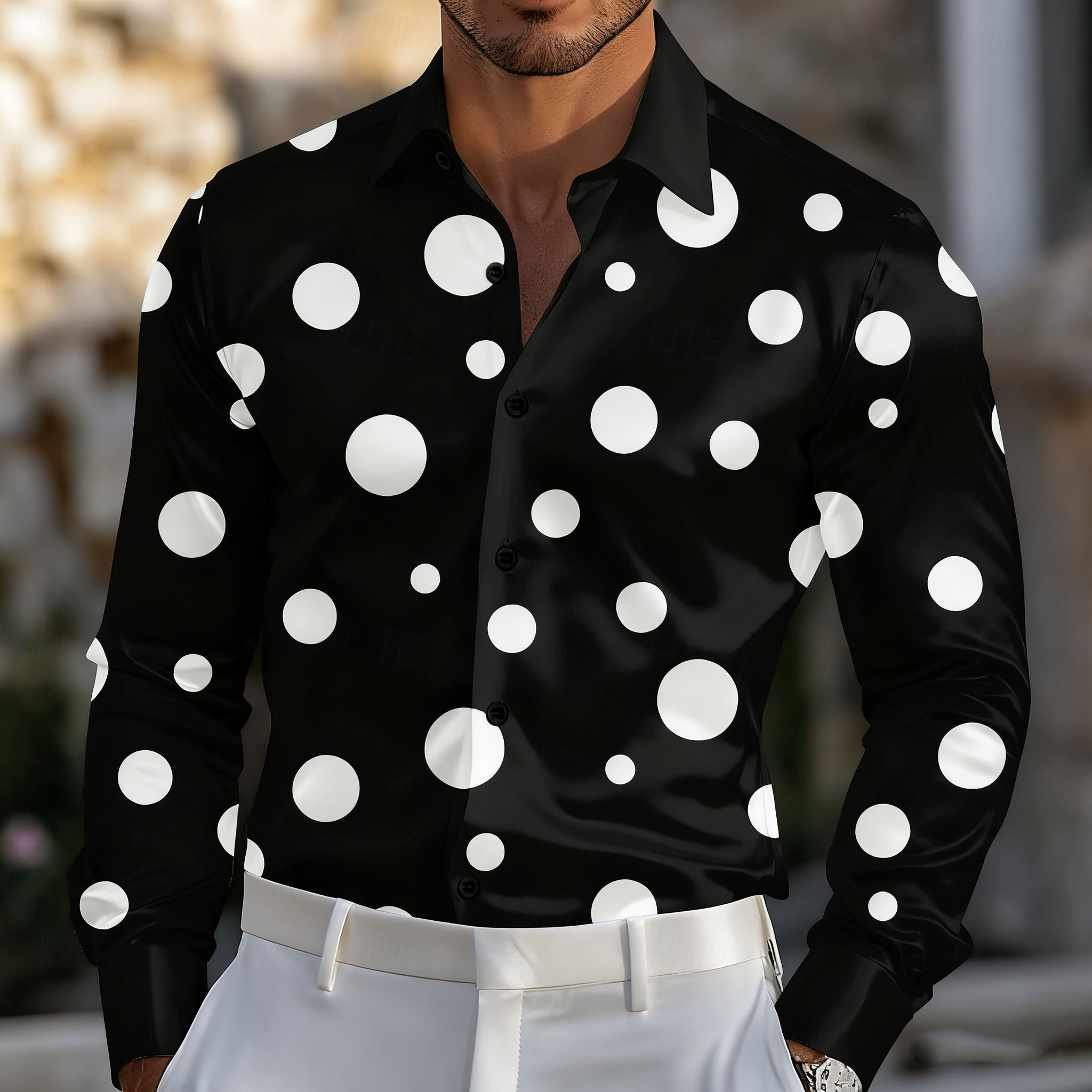 Men's Geometric Polka Dot Shir - огляд і ціна Men Formal Party Wear Shirt