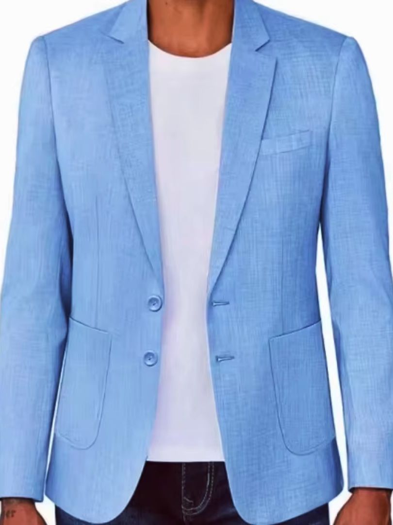 Slim Fit Men's Beige/Blue Line - огляд і ціна Formal Men Party Wear Jacket