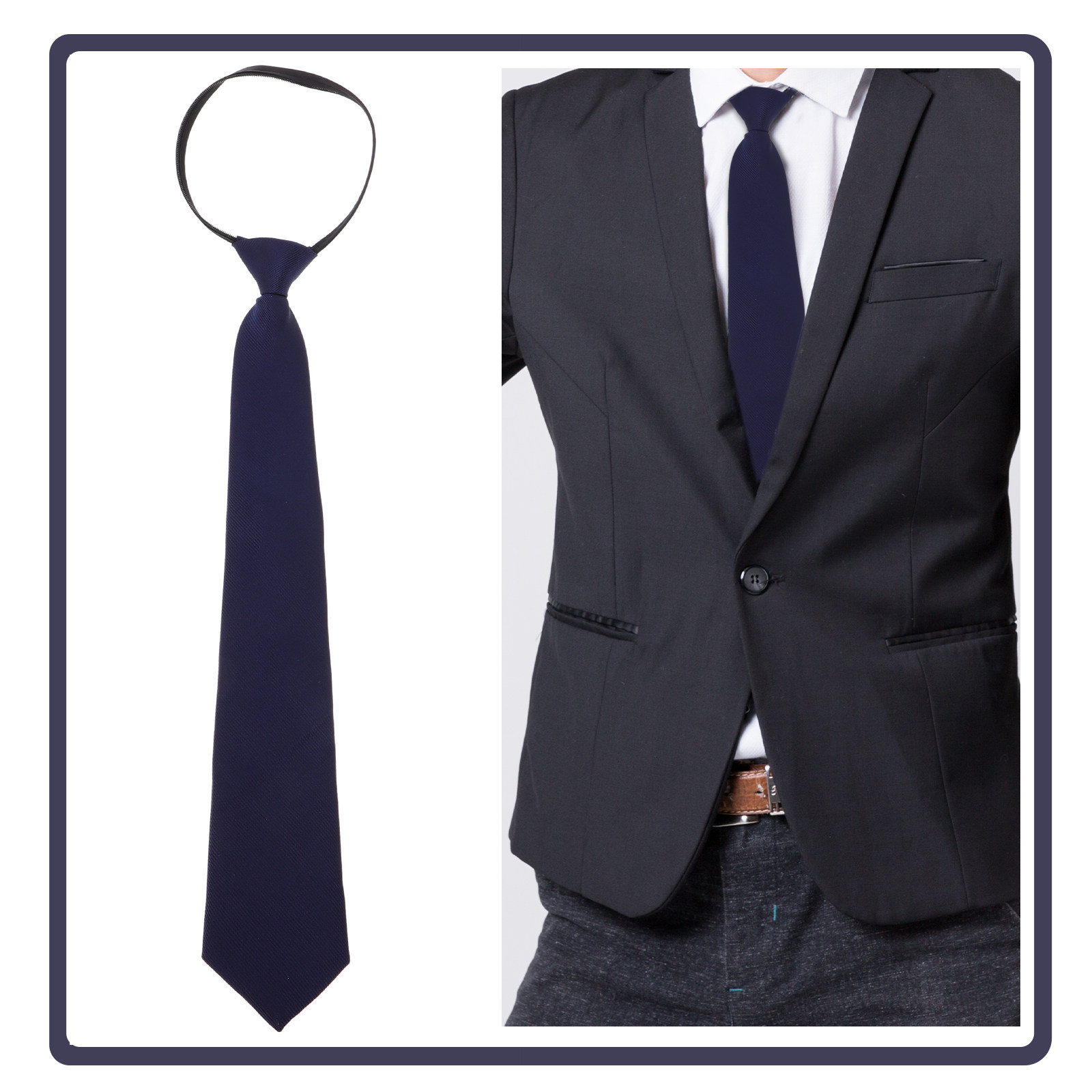 Zipper Necktie for Men Navy Bl - огляд і ціна Mens Formal Look