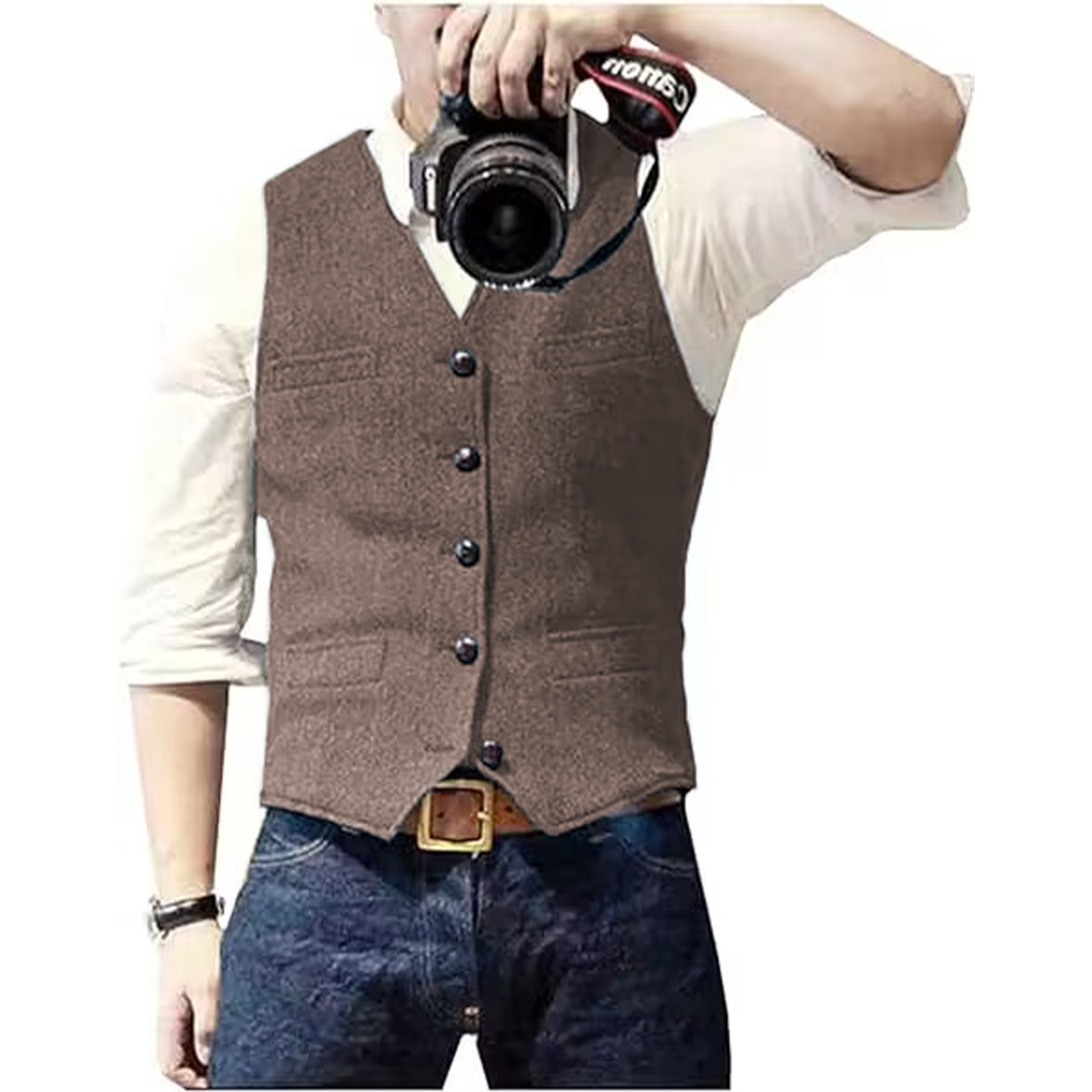 Men's Suit Vest V Neck Wool He - огляд і ціна Men Formal Wear Vest