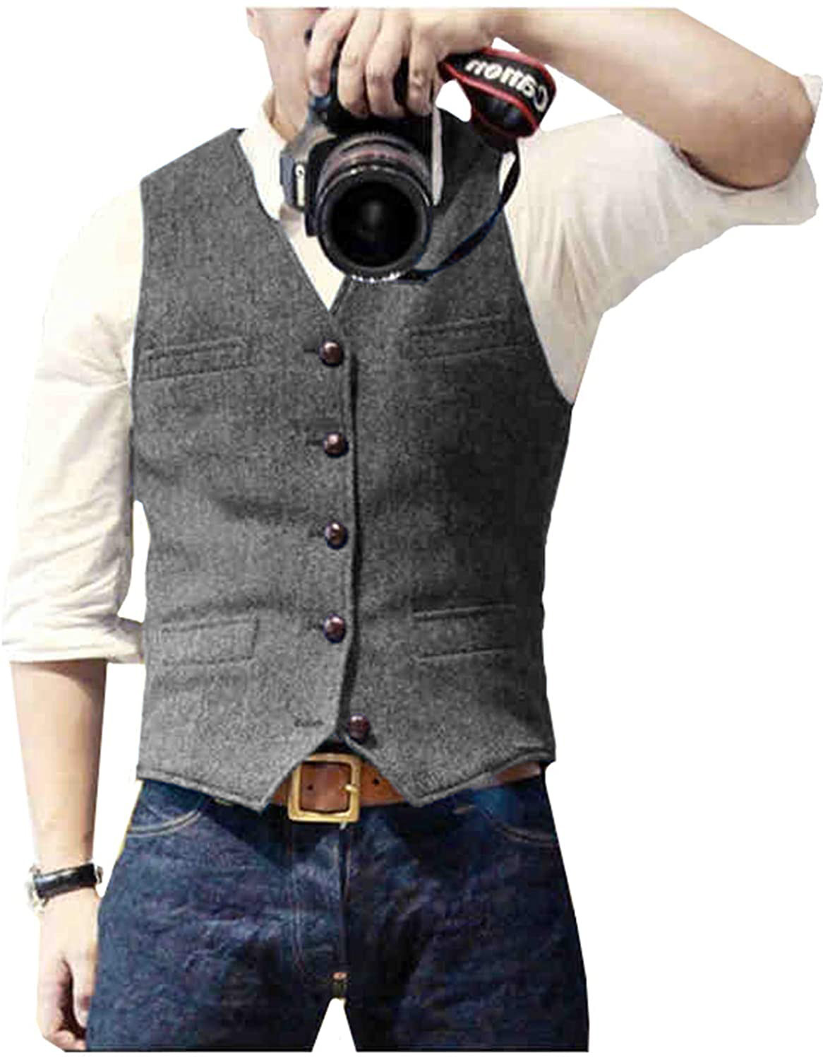 Men's Suit Vest V Neck Wool He - огляд і ціна Men Formal Wear Vest