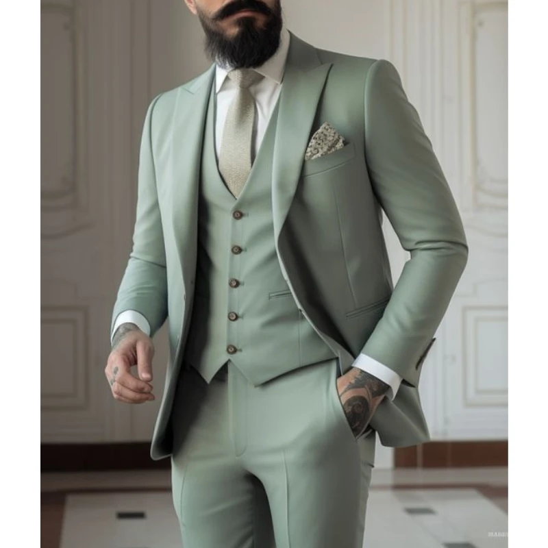 Light green Suits Men Suits 3  - огляд і ціна Men Formal Wear Green