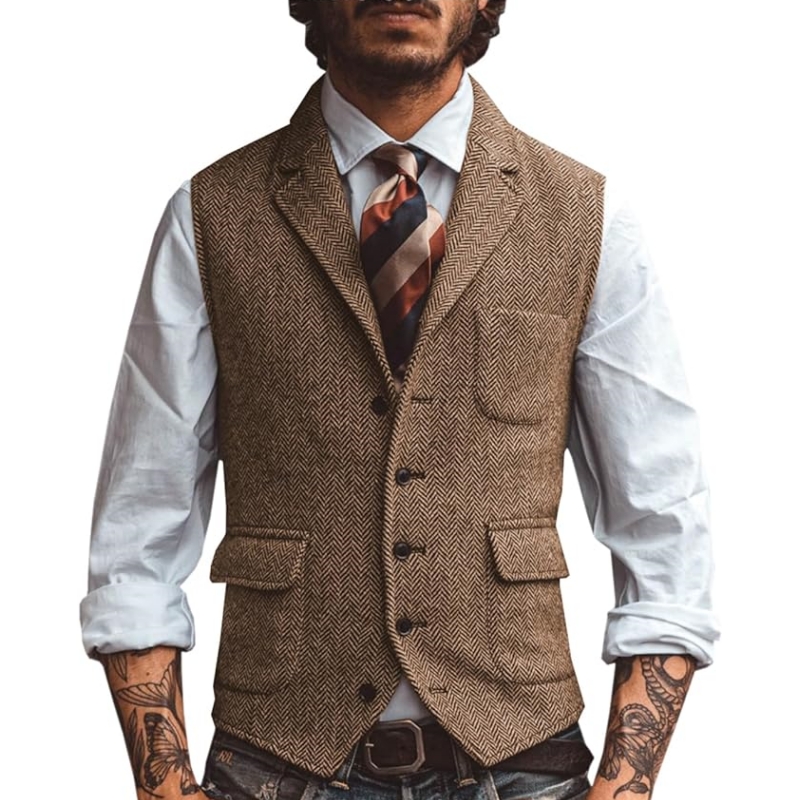 New V Neck Lapel Men's Suits V - огляд і ціна Men Formal Wear Vest
