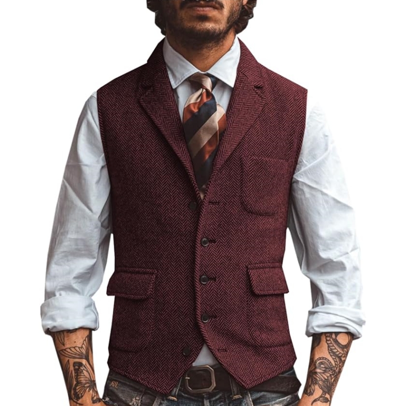New V Neck Lapel Men's Suits V - огляд і ціна Men Formal Wear Vest