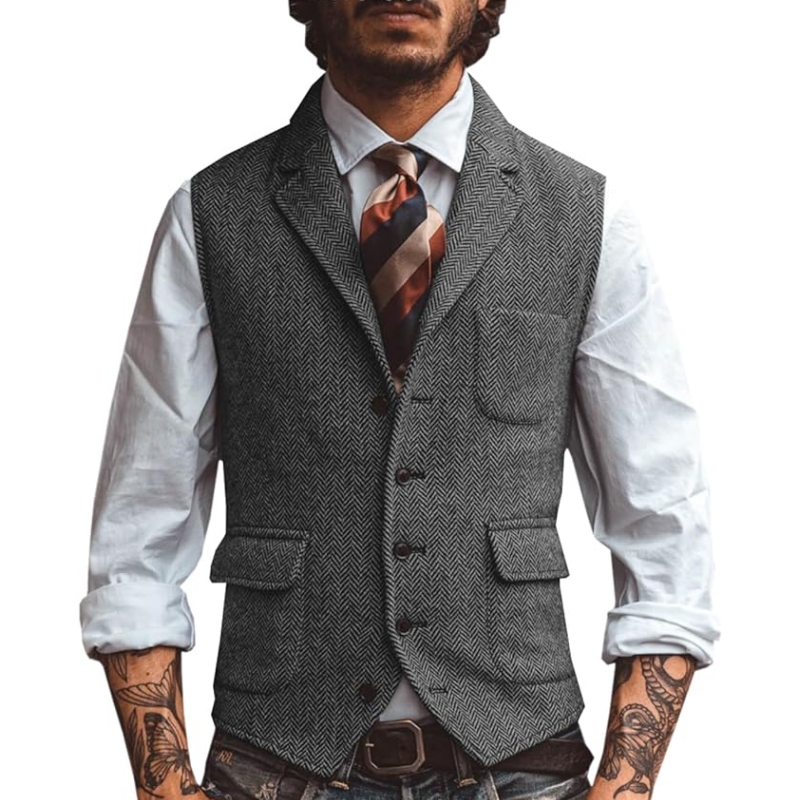New V Neck Lapel Men's Suits V - огляд і ціна Men Formal Wear Vest
