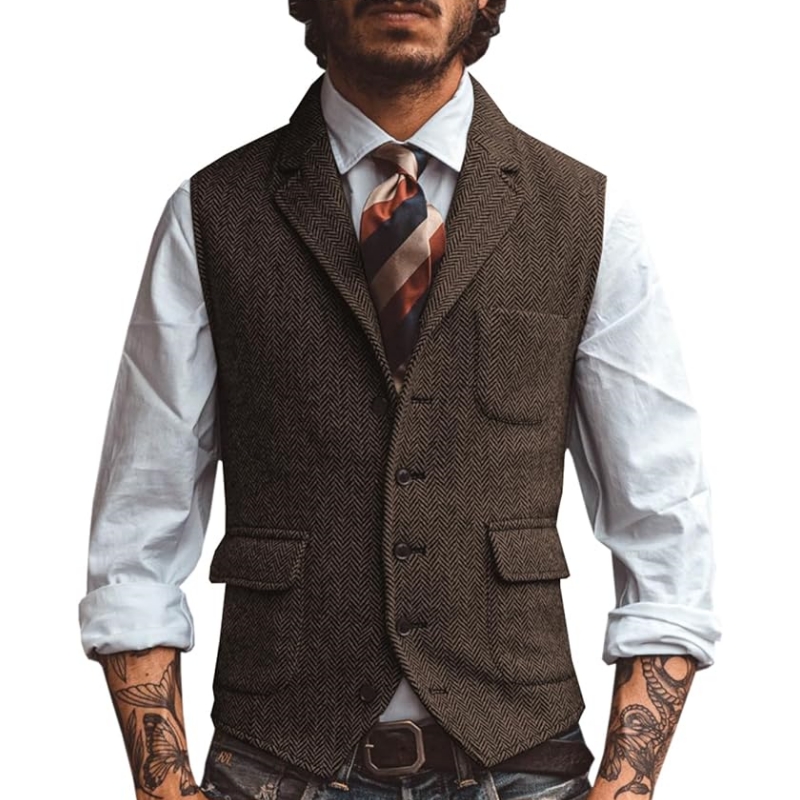 New V Neck Lapel Men's Suits V - огляд і ціна Men Formal Wear Vest