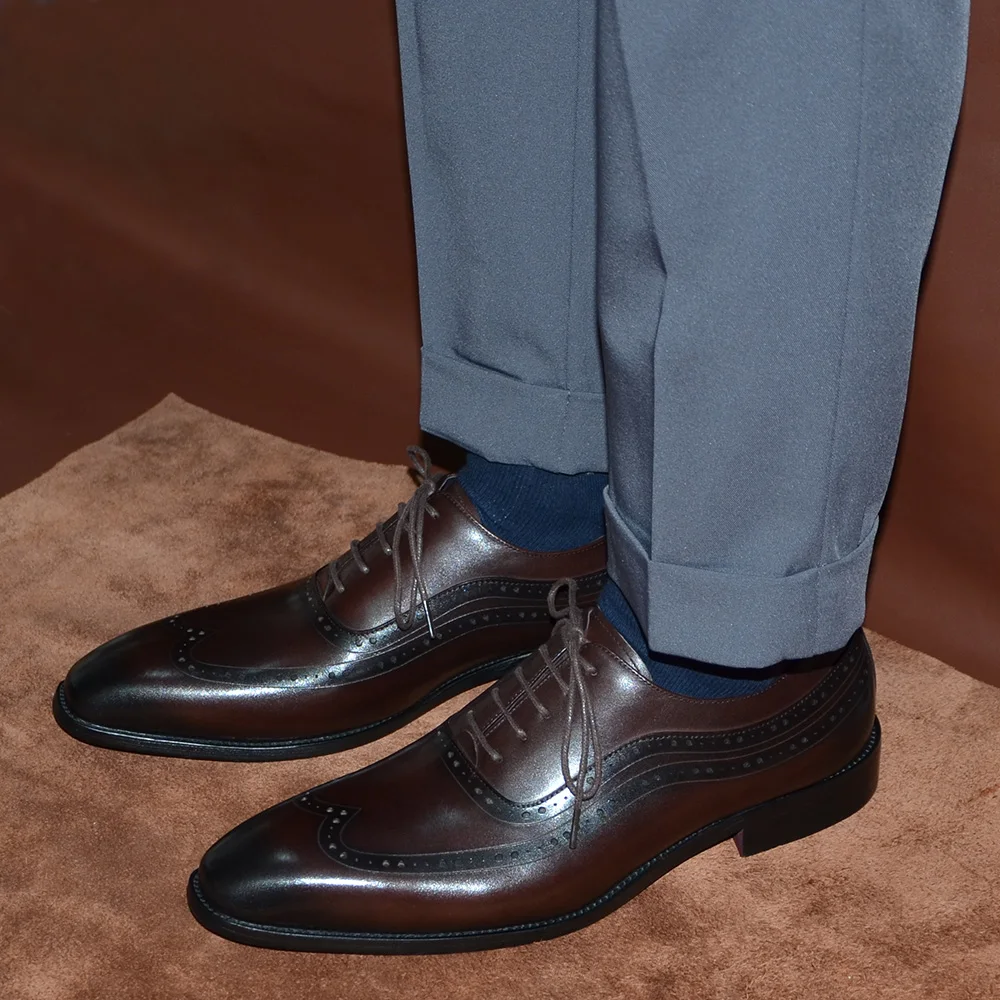 Luxury Mens Wingtip Oxford Dre - огляд і ціна Men Formal Wear Brown
