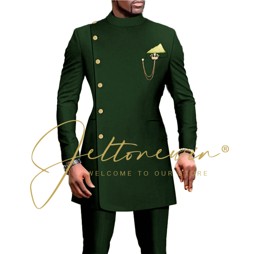 Dark Green Suit For Men Double - огляд і ціна Men Formal Wear Green