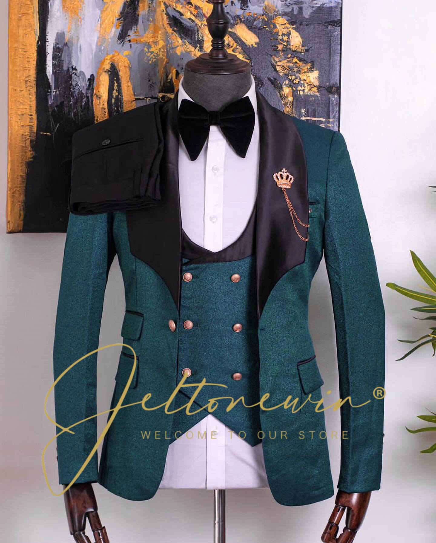 Men's Green Three Piece Tuxedo - огляд і ціна Men Formal Wear Green
