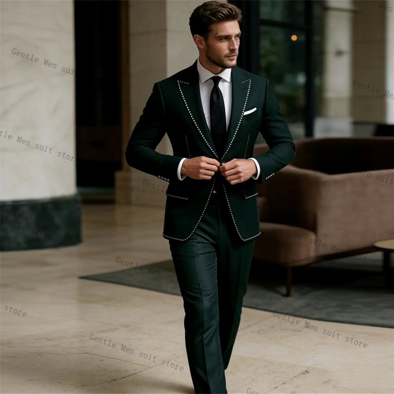Crystals Luxury Green Men Suit - огляд і ціна Men Formal Wear Green