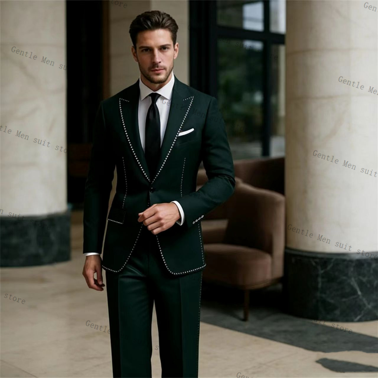 Crystals Luxury Green Men Suit - огляд і ціна Men Formal Wear Green