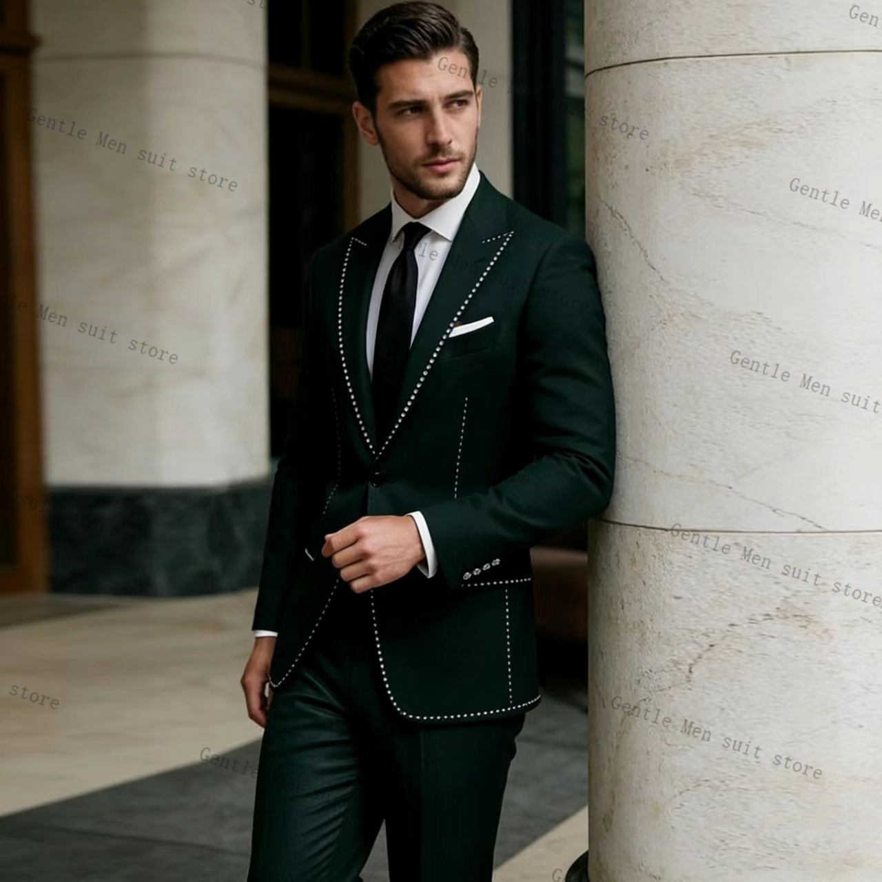 Crystals Luxury Green Men Suit - огляд і ціна Men Formal Wear Green