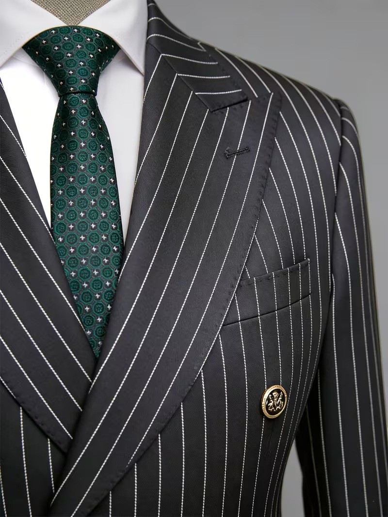  Men's Black Pinstripe Double  - огляд і ціна Formal Men Party Wear Jacket