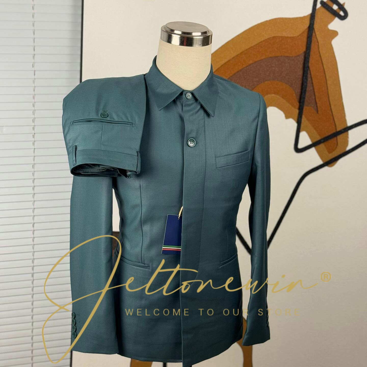 Men's Teal Green Suit Jacket w - огляд і ціна Men Formal Party Wear Shirt